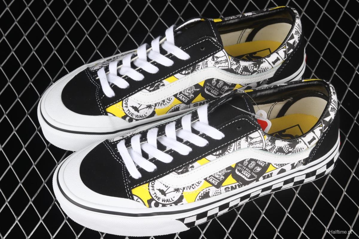 Vans Old Skool checkerboard side printing cartoon pattern low-side casual board shoes VN0A6WKT6QC