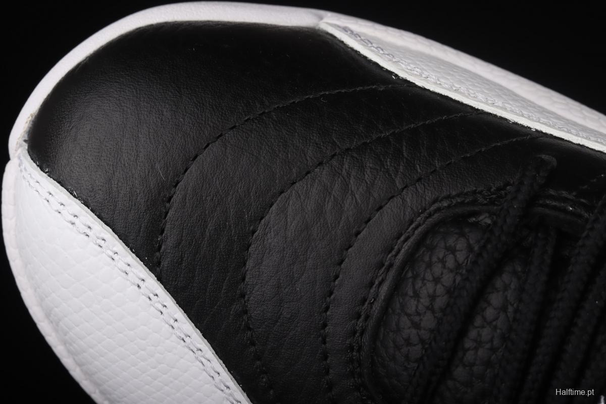 Air Jordan 12 Reverse Taxi 2 2 black and white silver buckle head genuine carbon basketball shoes 130690-001