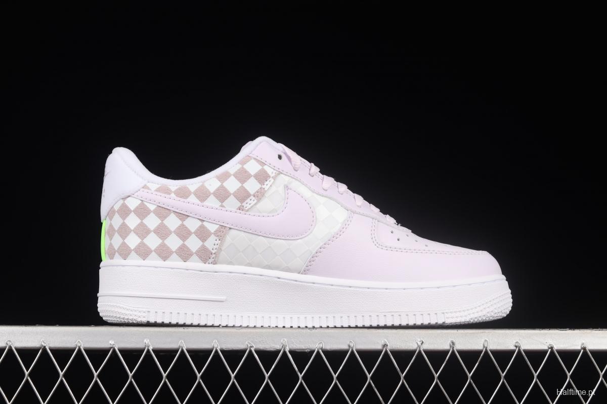 NIKE Air Force 1x 07 Low chessboard white and purple low-top casual board shoes CJ9700-500