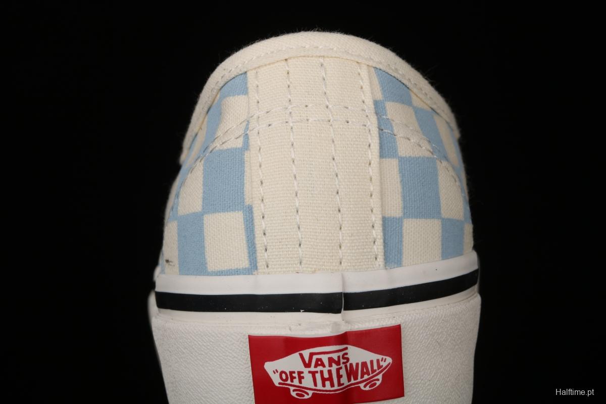 Vans Authentic 44 DX Anaheim milk blue and white checkerboard plaid low upper canvas shoes VN0A54F241J