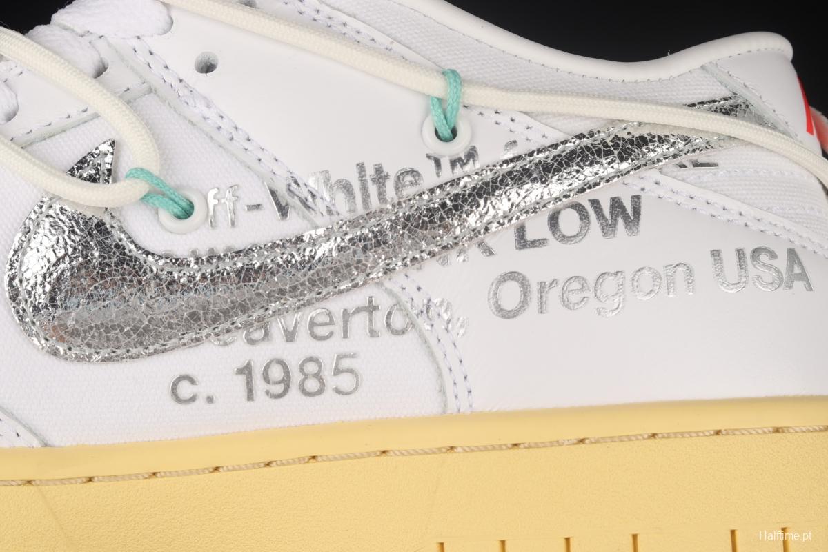 OFF-White x NIKE DUNK Low OW white and gray leisure sports skateboard shoes DM1602-127,