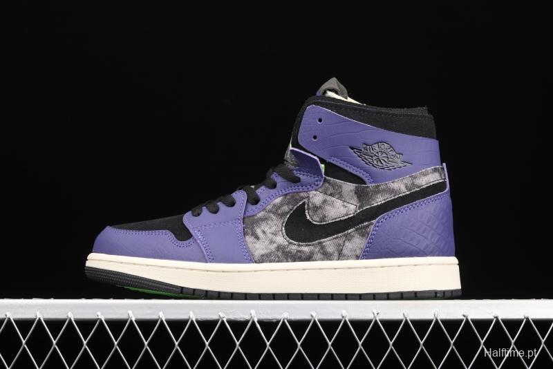 Air Jordan 1 Zoom CMFT Bayou Boys Zion Water dyed Crocodile Purple DC2133-500