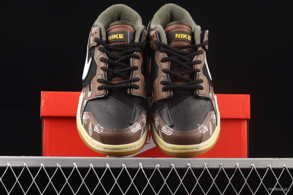 NIKE DUNK Scrap stitching and stitching low upper skateboard shoes dark brown DB0500-200