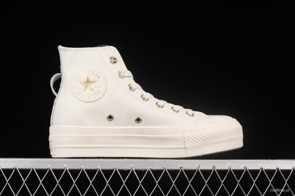 Converse Converse vanilla gold foil ice cream heightened thick soles and high upper canvas shoes 572574C