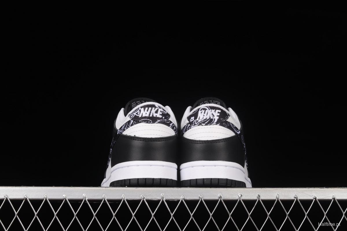 NIKE SB DUNK Low Black Paisley black and white cashew flower SB rebound fashion casual board shoes DH4401-100