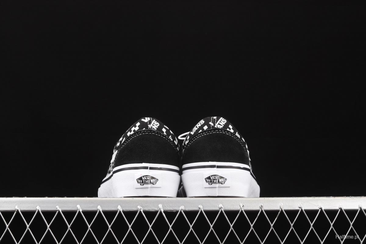 Vans Old Skool black checkerboard side printed striped letter low upper board shoes VN0A4U3BTEZ