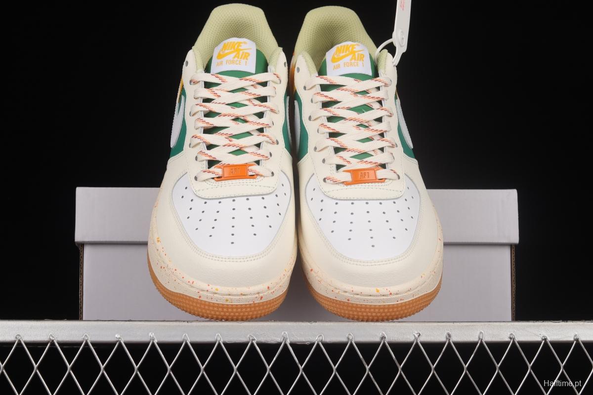 NIKE Air Force 1'07 Lx white, yellow and green color matching low-top sneakers DQ5085-111