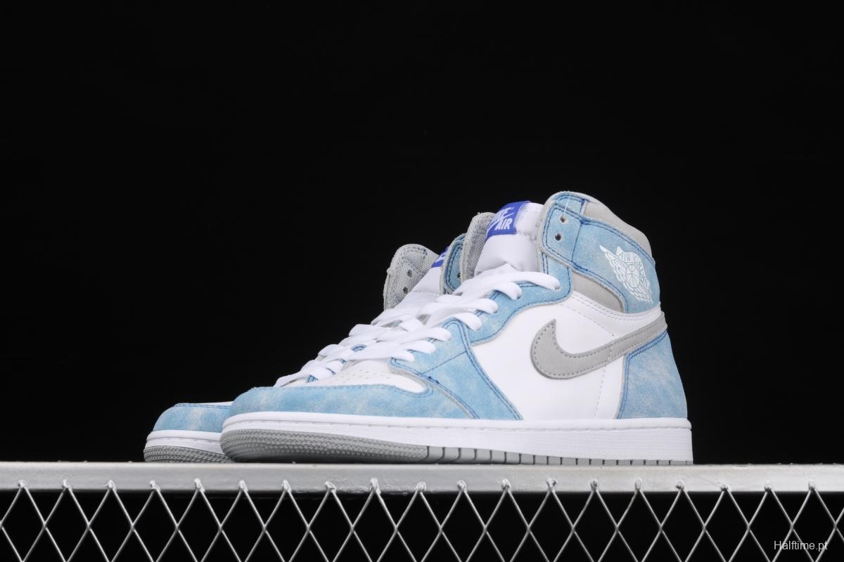 Air Jordan 1 Hyper Royal washed North Carolina high top basketball shoes 575441-402 555088-402