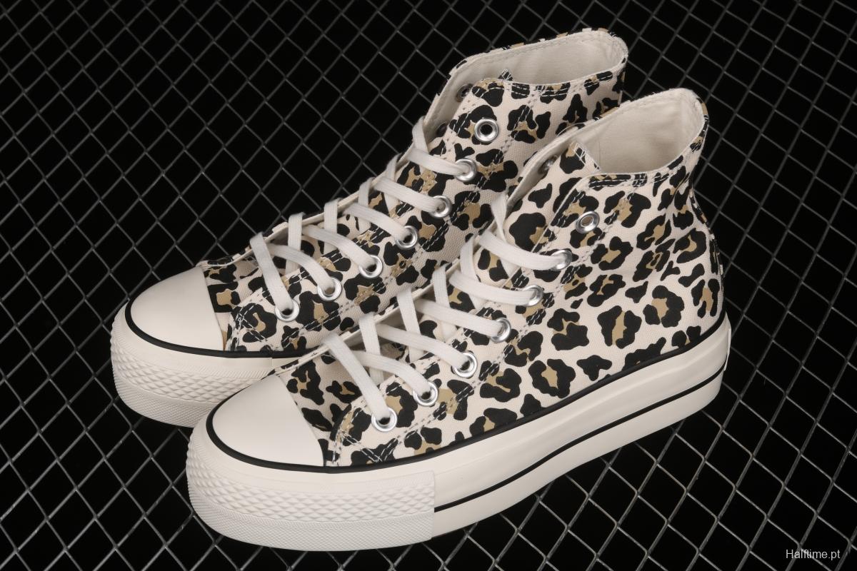 Converse All Star Lift classic leopard print thick-soled high-upper canvas shoes 570915C