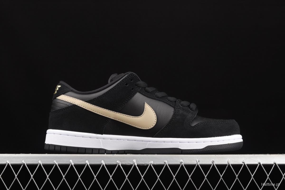 NIKE SB DUNK Low black and white gold dunk series low side leisure sports skateboard shoes BQ6817-002