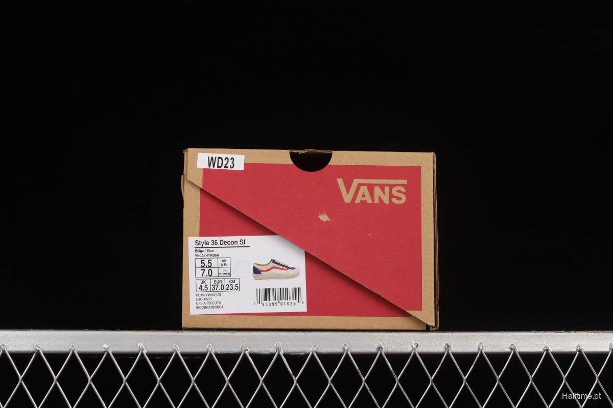 Vans Style 36 Decon Sf New White Blue Red Half Crescent Toe Low Top Sneakers VN0A5HYRB6R