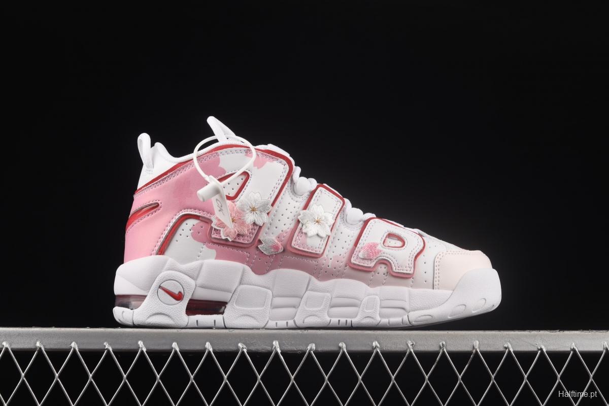 NIKE Air More Uptempo 96 QS Pippen original series cherry blossom embroidery classic high street leisure sports basketball shoes DJ5988-100