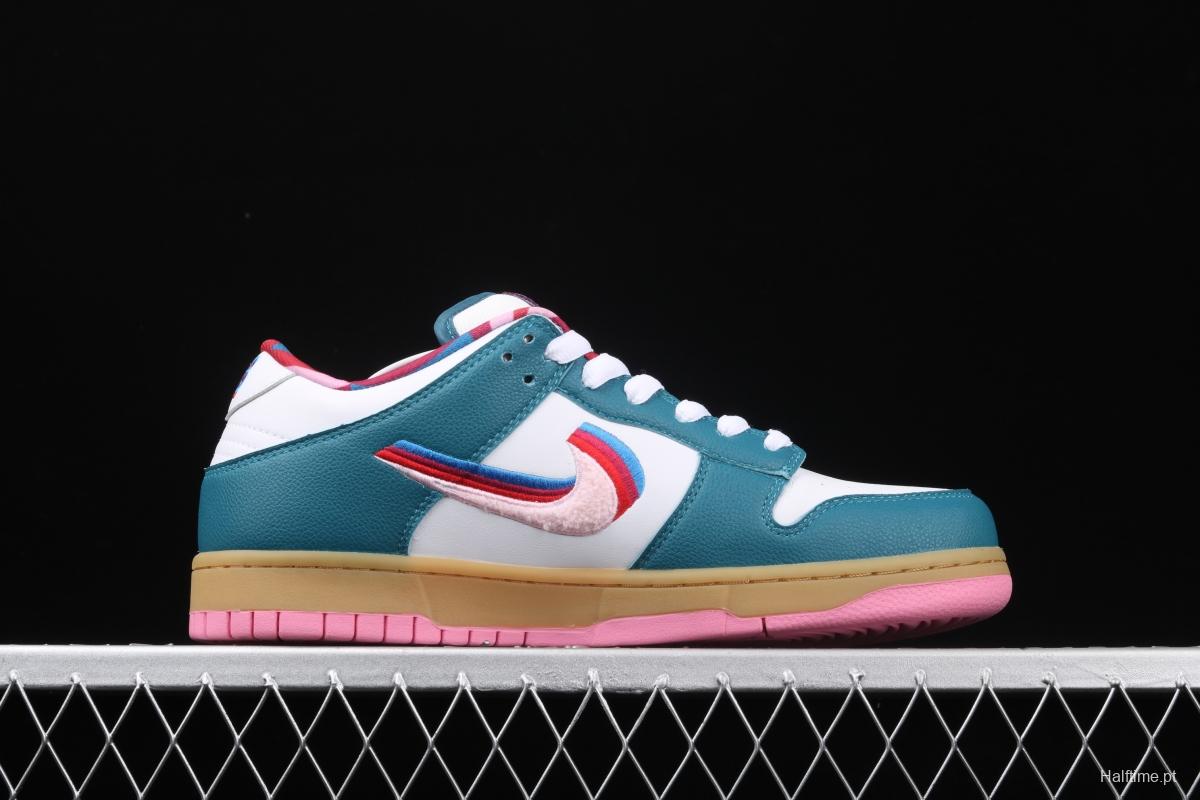 Parra x NIKE SB DUNK Low CN4504-105joint style tricolor hook embroidery rainbow geometric pattern casual low-top skateboard shoes