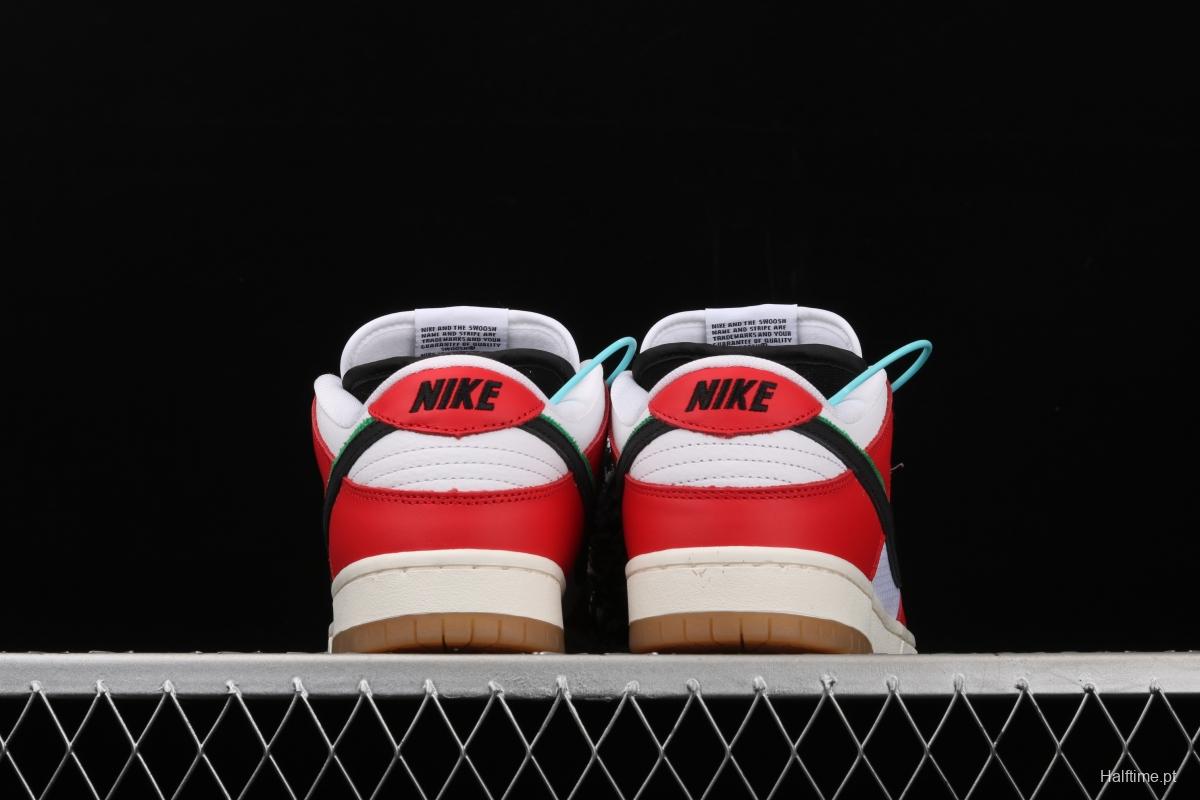 Frame Skate x NIKE SB DUNK Low Habibi white and red double hook dunk series retro low side leisure sports skateboard shoes CT2550-600