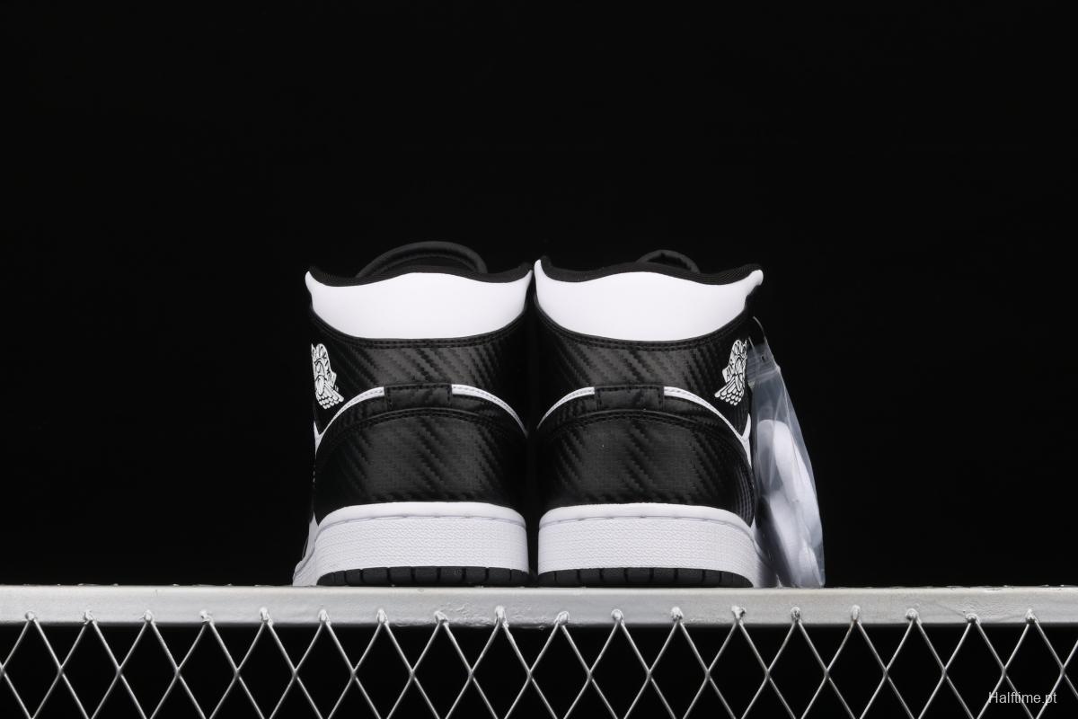 Air Jordan 1 Mid All-Star Bang all-Star Black and White lacquered Leather Leather Leisure Sport Board shoes DD1649-001