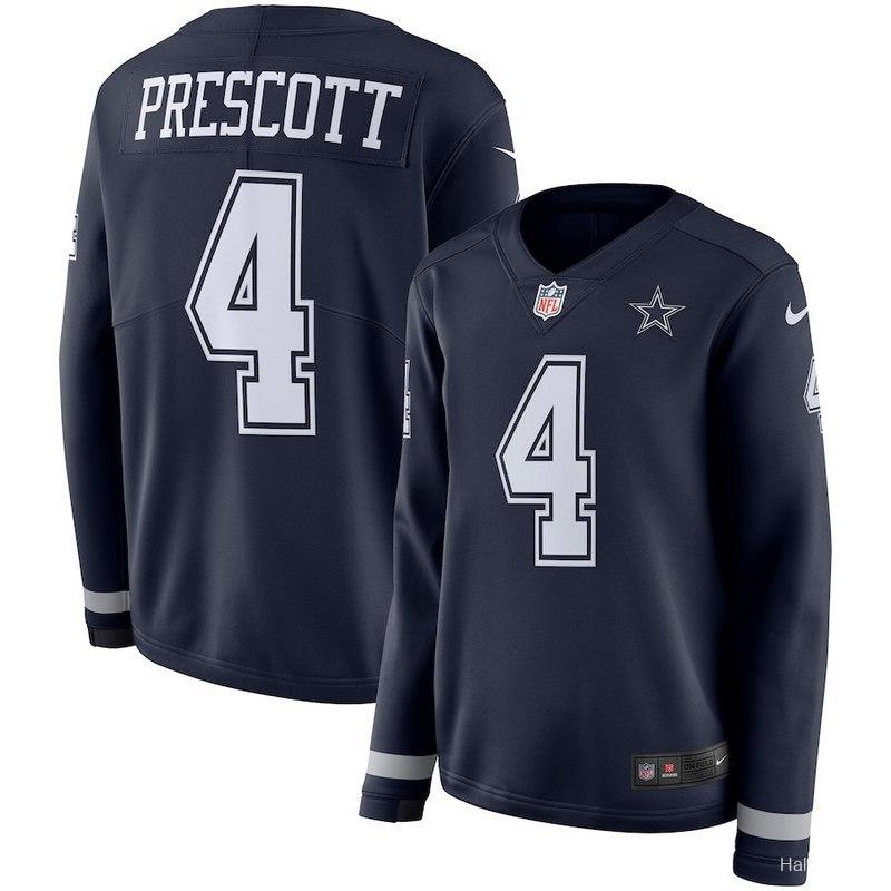 Women's Dak Prescott Black Therma Long Sleeve Player Limited Team Jersey