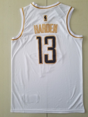 James Harden 13 White Golden Edition Jersey