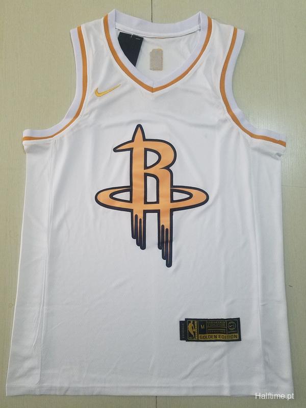 Russell Westbrook 0 White Golden Edition Jersey