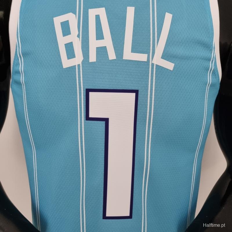 75th Anniversary Ball #1 Charlotte Hornets Blue NBA Jersey