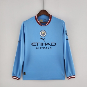 22/23 Long Sleeve Manchester City Home Soccer Jersey