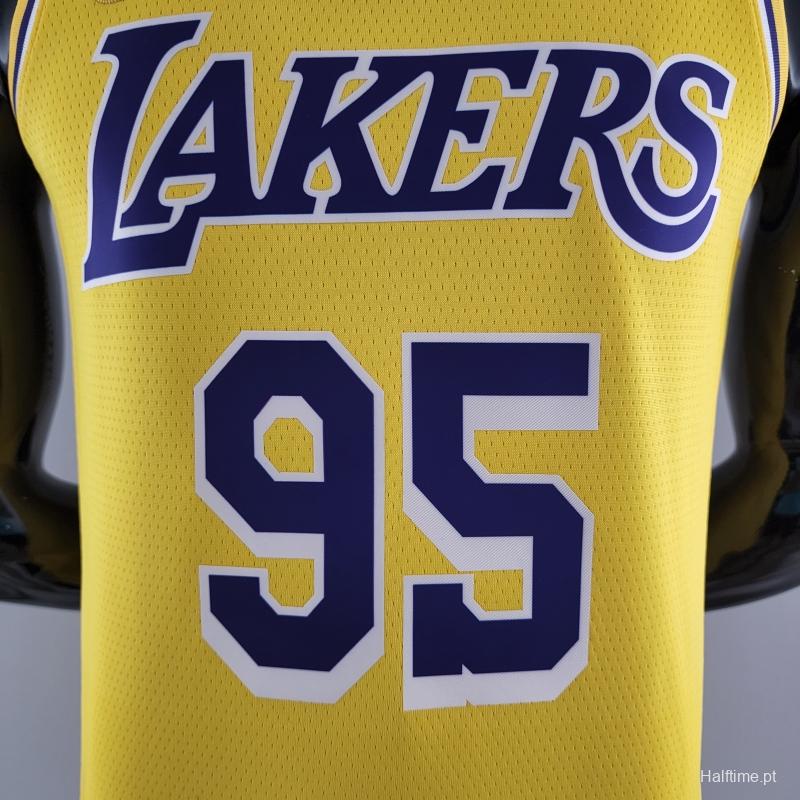 75th Anniversary TOSCANO #95 Los Angeles Lakers Yellow NBA Jersey