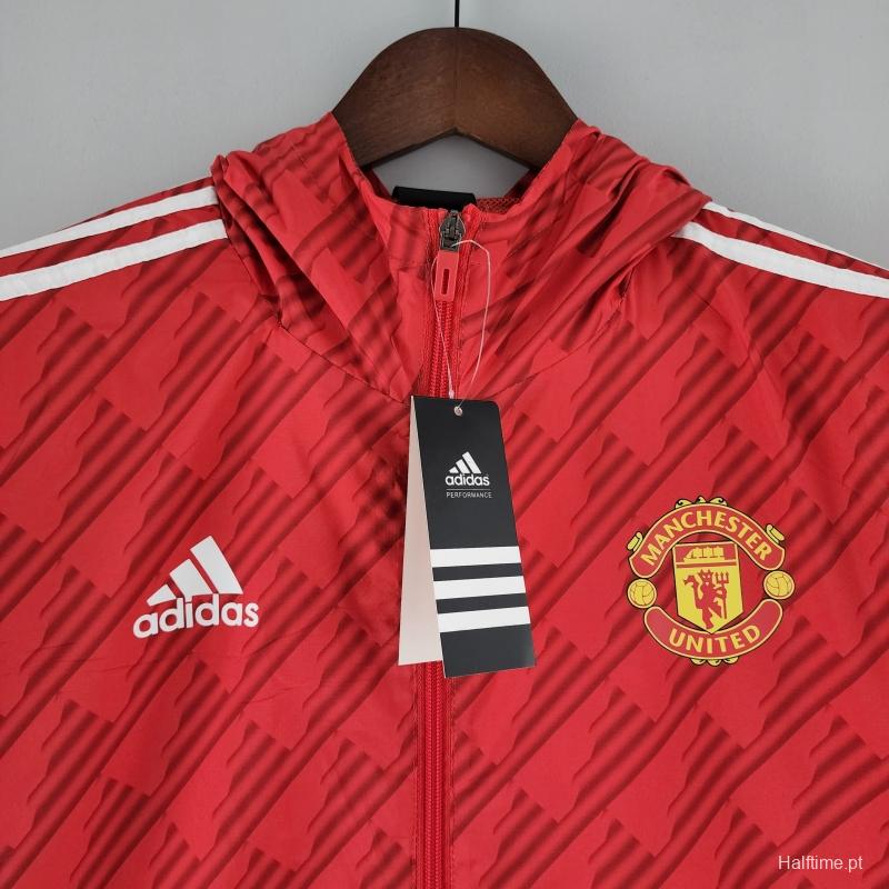 2022 Manchester United Windbreaker Red White Edge