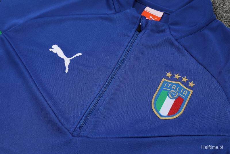 2022 Italy Blue Half Zipper Tracksuit