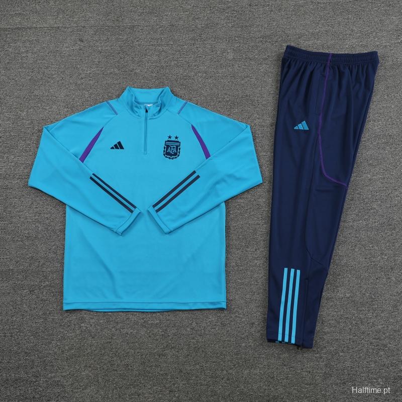 2022 Argentina Blue Half Zipper Tracksuit