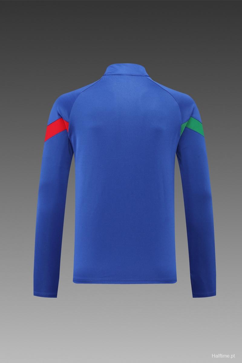 2022 Italy Blue Half Zipper Tracksuit