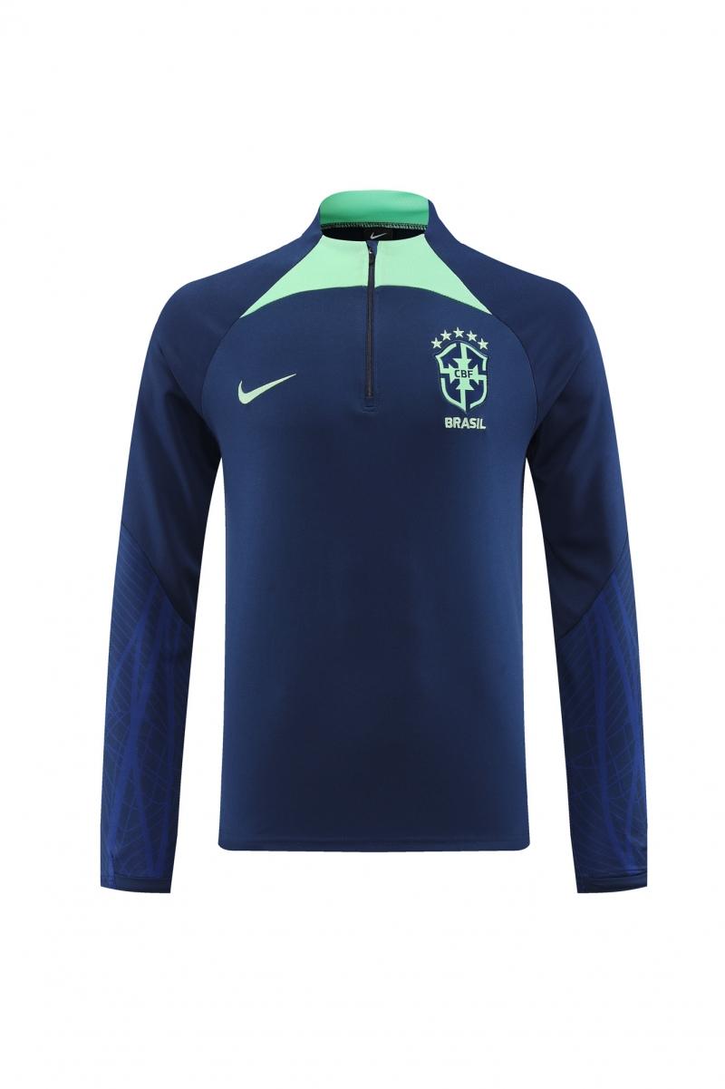 2022 Brazil Navy Half Zipper Tracksuit