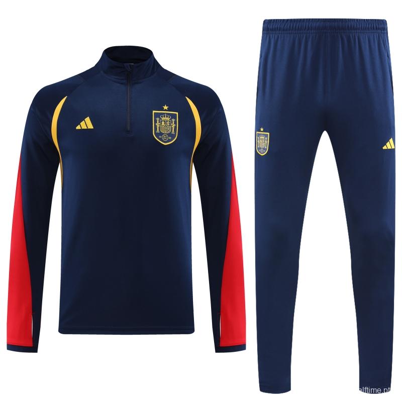 2022 Spain Navy Half Zipper Tracksuit