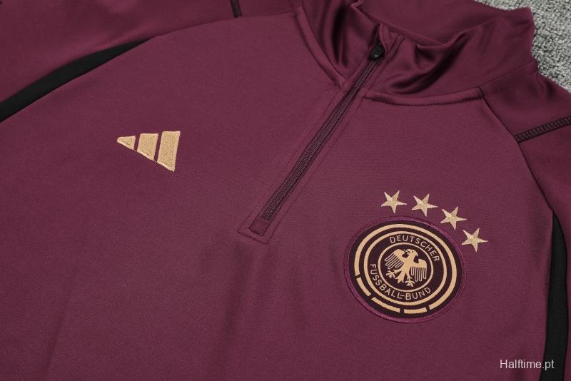 2022 Germany Wine Half Zipper Tracksuit