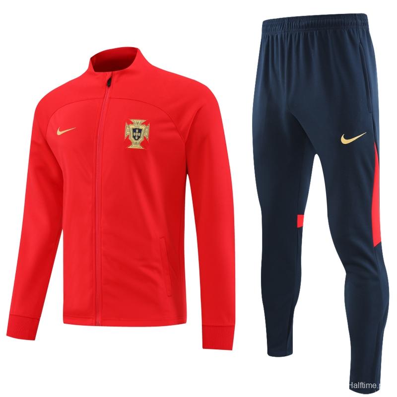 2022 Portugal Red Full Zipper Tracksuit