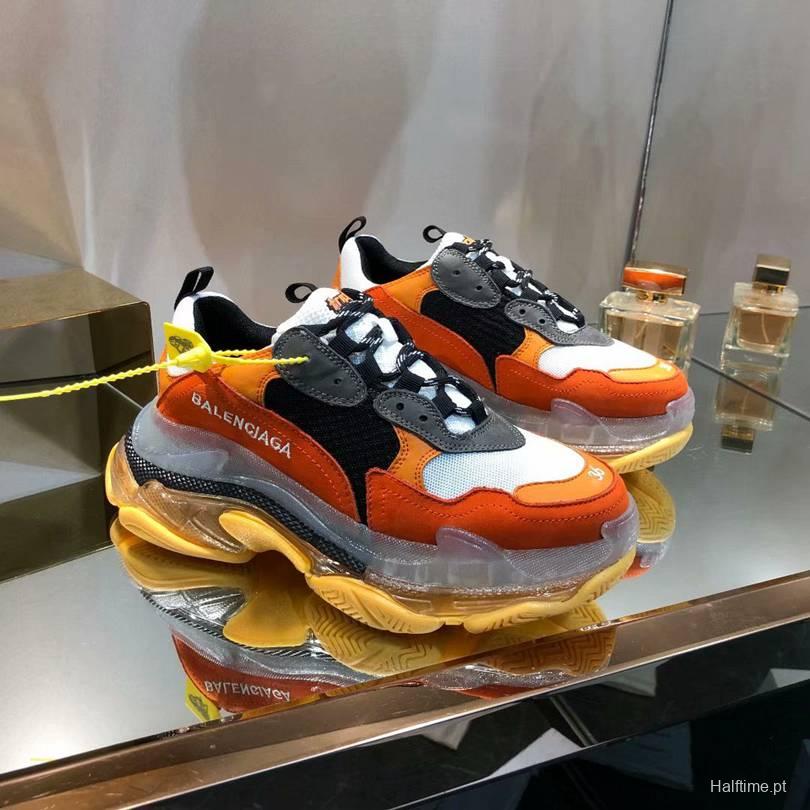 Men Women Balenciaga Triple S Sneaker Orange Black Item 6380340 Halftime