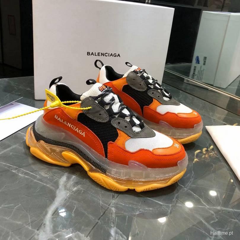 Men Women Balenciaga Triple S Sneaker Orange Black Item 6380340 Halftime