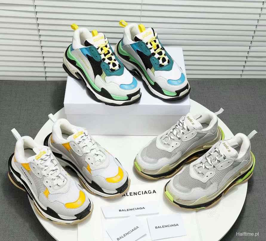 Men/Women Balenciaga Triple-S Sneaker Multi-Color Grey/Yellow Item 6380340