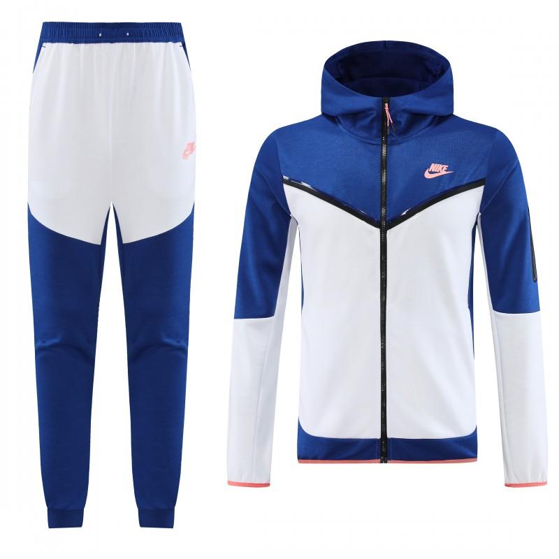 2023 Nike White Blue Full Zipper Hoodie Jacket +Pants