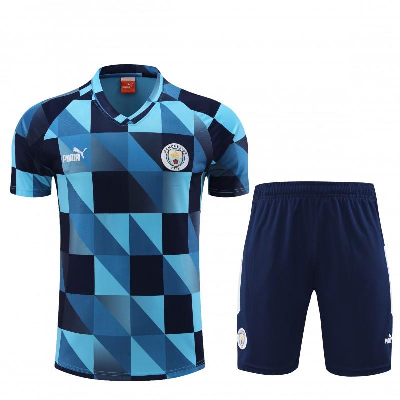 23 24 Manchester City Black Blue Short Sleeve+Shorts