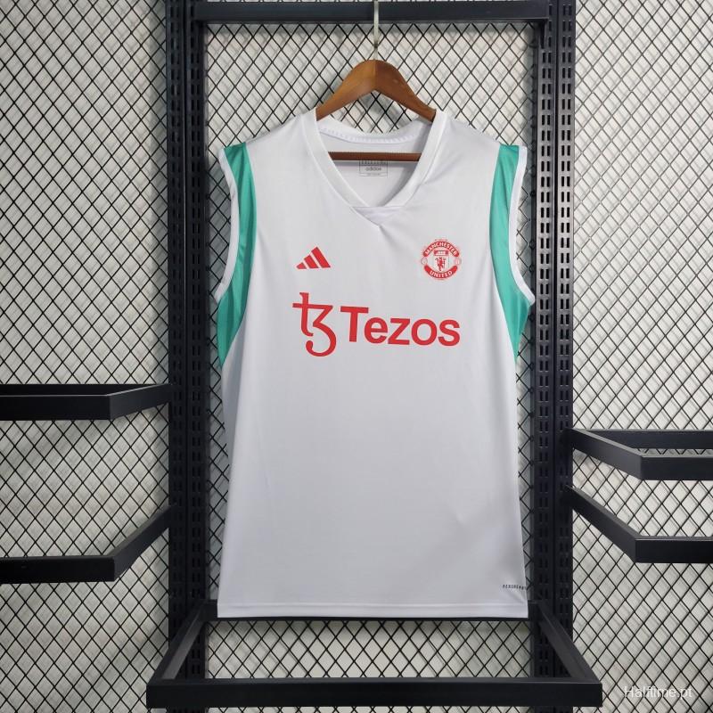 23-24 Manchester United White Training Vest Jersey