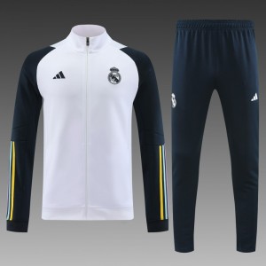 23/24 Real Madrid White Full Zipper Jacket+Pants