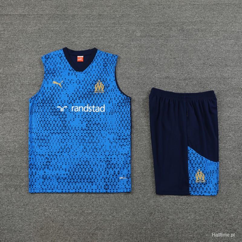 23-24 Olympique Marseille Blue Vest Jersey+Shorts