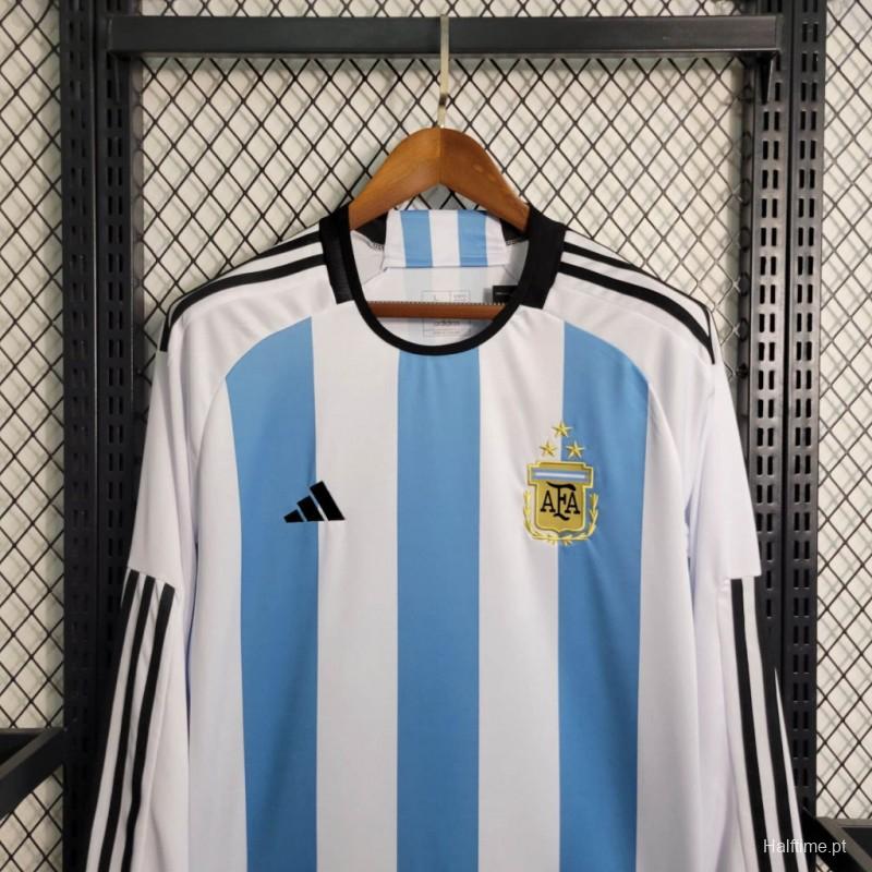 3 Stars 2022 Argentina Home Long Sleeve Jersey