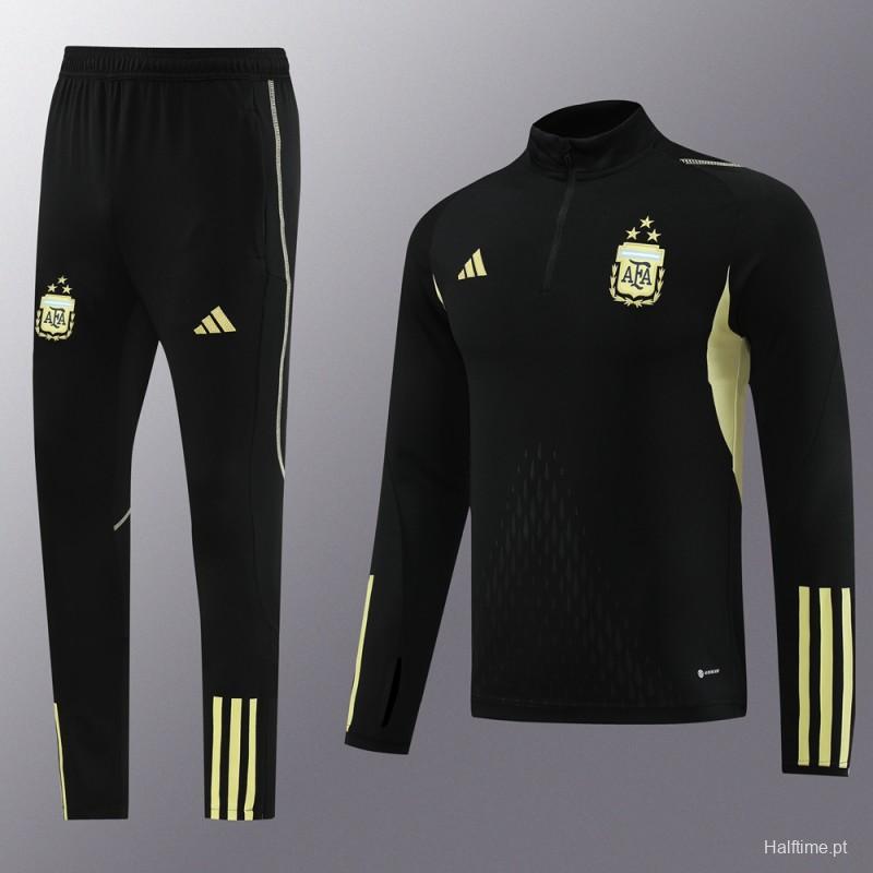 2023 Argentina Black Full Zipper Jacket+Pants