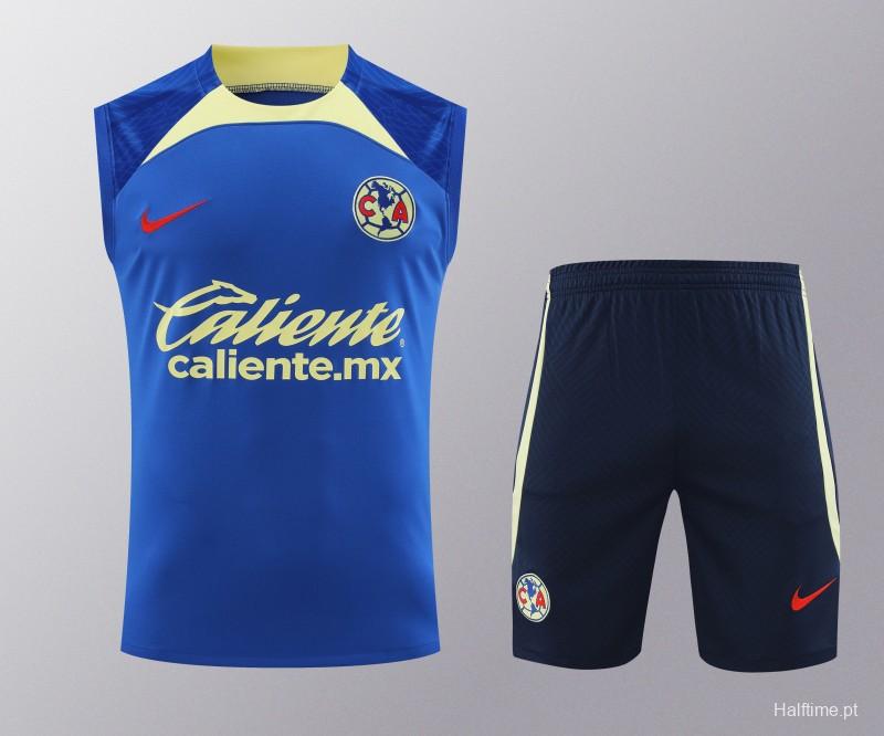 24/25 Club America Blue/Yellow Vest Jeresy+Shorts