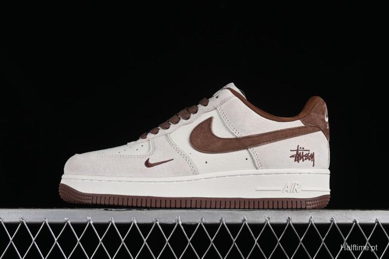 Nike Air Force 1 '07 Low Stussy Collaboration - Coffee Pig Suede Low-Top Casual Sneakers - HD1968-017