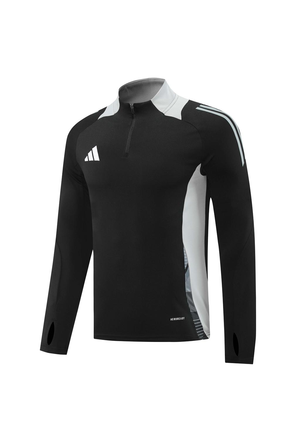 2024 Adidas Black/Grey Half Zipper Jacket +Long Pants