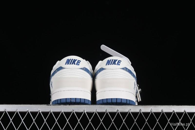 Nike SB Dunk Low MLB Collaboration - Blue Denim Anniversary Custom Low-Top Casual Sneakers - DQ1098-348