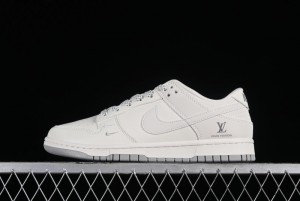 Nike SB Dunk Low LV Collaboration - Double Swoosh Beige Grey Anniversary High-End Custom Low-Top Casual Sneakers - FC2025-306