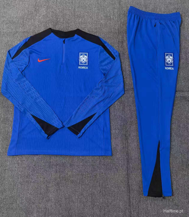 2024 Kids South Korea Blue Half Zipper Jacket+Long Pants