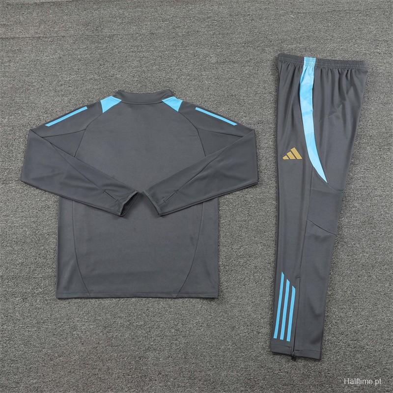 2024 Argentina Grey Half Zipper Jacket+Long Pants